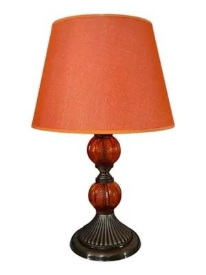 Vivense Retro Abajur Turuncu Camlı Eskitme Kaplamalı Turuncu Şapkalı