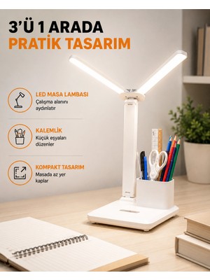 Marsilyan LED Işıklı Masa Lambası – Göz Yormayan, Kısılabilir ve Esnek Başlıklı Yeni Nesil