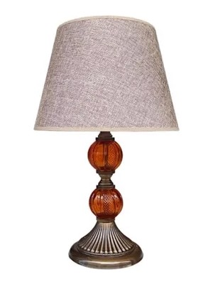 Vivense Retro Abajur Turuncu Camlı Eskitme Kaplamalı Kahverengi Şapkalı