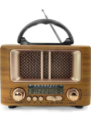 Altaylar Tedarik Küçük Mini Boy Retro Ahşap Tasarım Bluetooth Hoparlörlü Radyo - Fm/am Destekli, Şarjlı ve Taşınabilir Radyo NS-8108