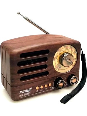 Altaylar Tedarik Küçük Boy Retro, Nostaljik, Ahşap Tasarım Bluetooth Hoparlörlü, Şarjlı, Taşınabilir Büyük Döndürülebilen Düğmeli Fm/am Destekli Radyo NS3380