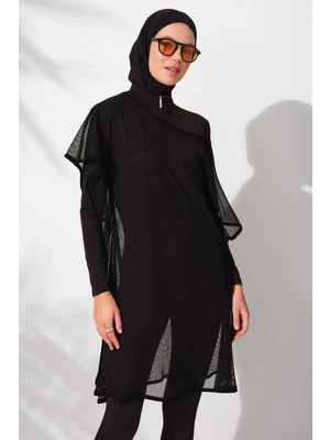 Pierre Cardin Fileli Tesettür Tulum Mayo Siyah 231919