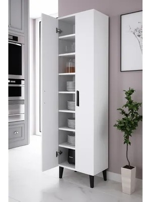 Vivense Alesta 2 Kapaklı 8 Raflı Çok Amaçlı Dolap, Beyaz