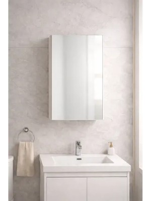 Vivense Alesta Tek Kapaklı Üst Aynalı Ülavabo Banyo Dolabı, 2 Bölmeli