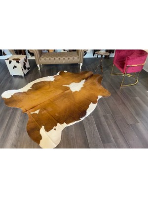 Vivense Hakiki Deri Dana Postu, Kahve Beyaz 195X250