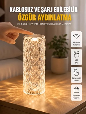 Nemere Ithalat Yeni Nesil Modern Kristal Masa ve Gece Lambası Dokunmatik Renk Değiştirebilen