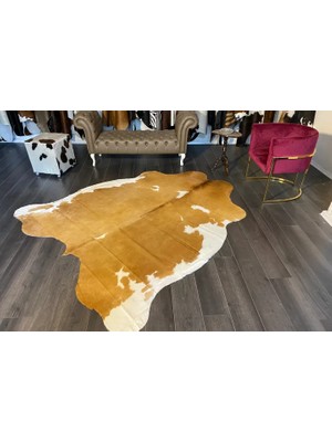 Vivense Hakiki Deri Dana Postu, Kahve Beyaz 205X240