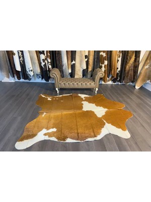 Vivense Hakiki Deri Dana Postu, Kahve Beyaz 215X260