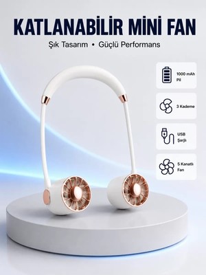 Nemere Ithalat 5 Kanatlı Sessiz Mini Fan 3 Vitesli Katlanabilir Asılabilir