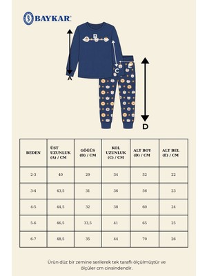 Baykar Erkek Çocuk Pamuklu Bisiklet Yaka Hayvan Karakterleri Baskılı Uzun Kollu Pijama Takımı 9651 Mavi