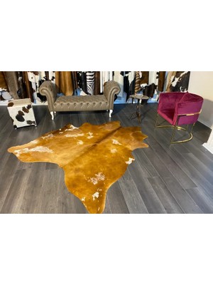 Vivense Hakiki Deri Dana Postu, Kahve Beyaz 195X220