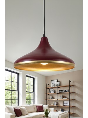 Marrien Nova Modern Tekli Bordo Gold Metal Sarkıt (35 cm) Salon, Mutfak & Cafe için Dekoratif Avize