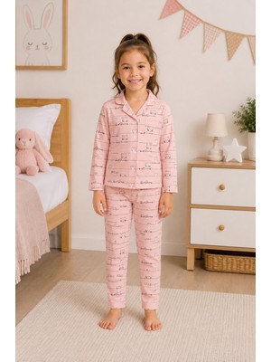 Monox %100 Pamuk Kız Çocuk Düğmeli Pijama Takımı – Uzun Kollu