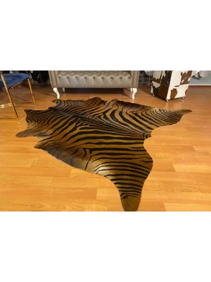 Vivense Hakiki Deri Dana Postu, Kahve Zebra Baskılı, 195X220