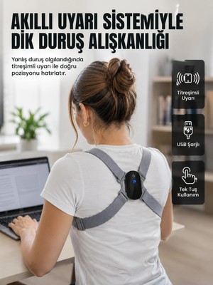 Beruflic Akıllı Dik Duruş Düzeltici Titreşim Uyarılı Şarjlı Destek Cihazı