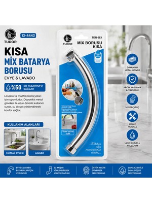 Marsilyan Kuğu Evye - Lavabo Kısa Mix Batarya Borusu Krom Kaplama - Vakumlu - Süzgeçli Uç (4887)