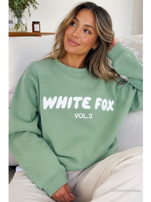 Madmext Mint Yeşili Bisiklet Yaka Baskılı Sweatshirt MG1904