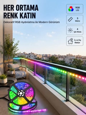 Nemere Ithalat 5 Metre Kumandalı Rgb Şerit LED Aydınlatma
