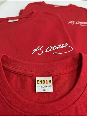 Enb1r Moda Atatürk Imzalı Unisex Tişört - 29 Ekim Cumhuriyet Bayramı & 30 Ağustos Özel Baskılı Tişört