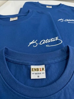 Enb1r Moda Atatürk Imzalı Unisex Tişört - 29 Ekim Cumhuriyet Bayramı & 30 Ağustos Özel Baskılı Tişört