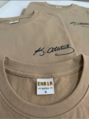 Enb1r Moda Atatürk Imzalı Unisex Tişört - 29 Ekim Cumhuriyet Bayramı & 30 Ağustos Özel Baskılı Tişört