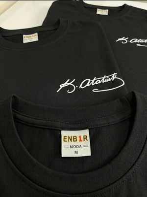 Enb1r Moda Atatürk Imzalı Unisex Tişört - 29 Ekim Cumhuriyet Bayramı & 30 Ağustos Özel Baskılı Tişört