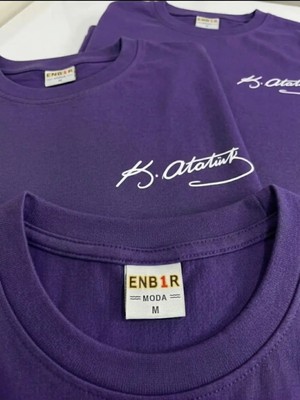 Enb1r Moda Atatürk Imzalı Unisex Tişört - 29 Ekim Cumhuriyet Bayramı & 30 Ağustos Özel Baskılı Tişört
