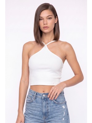Cemo Halter Yaka Fitilli Crop Atlet