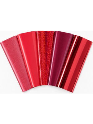 Goldpix Kırmızı Tekstil Baskı Folyosu 5'li Set 25X30 cm - 5 Farklı Dokulu Isı Transfer Folyosu