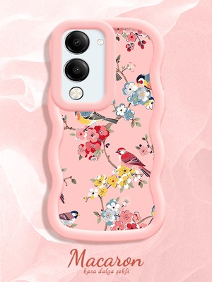 HONTINGA Vivo Y19E Uyumlu Kılıf Düşüme Önleyici Basitlik Anti Düşme Kamera Koruyucu Basit Pembe Yumuşak Silikon Sevgili Çift Telefon Kılıfı Kuş Desen K9-0347