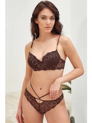 Alvenessa Balenli Destekli Dolgulu Askı Detaylı Dantelli Sütyen ve Slip Takım