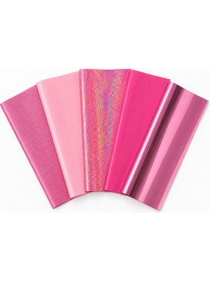 Goldpix Pembe Tekstil Baskı Folyosu 5'li Set 25X30 cm - 5 Farklı Dokulu Isı Transfer Folyosu