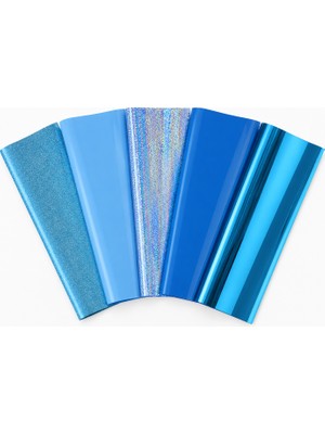 Goldpix Mavi Tekstil Baskı Folyosu 5'li Set 25X30 cm - 5 Farklı Dokulu Isı Transfer Folyosu