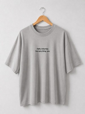 Retrobird Nakışlı Saturday Oversize Tişört Unisex Antrasit