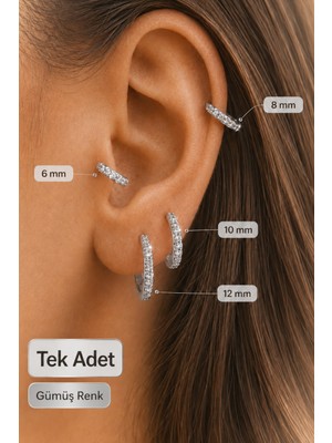 Sacce Scarves & Accessories Zirkon Taşlı Halka Piercing Tragus Helix Conch Kıkırdak Tek Adet Minimal