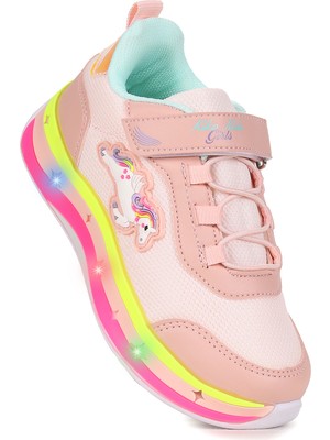 Kiko Kids  Venzo Unicorn Işıklı Cırtlı Kız Çocuk Spor Ayakkabı