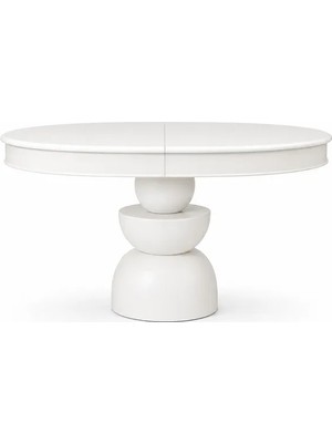 Vivense Boğum Ayaklı Oval Açılır Masa, Beyaz, 90X130 cm