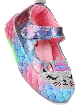 Kiko Kids  Solen Işıklı Cırtlı Kız Çocuk Babet Ayakkabı