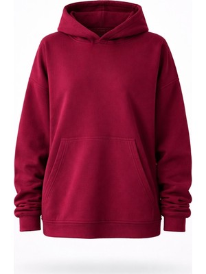 Retrobird Polar Kışlık Oversize Kapüşonlu Sweatshirt Unisex Bordo