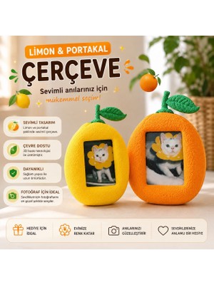 Emas Design Limon & Portakal Temalı Mini Fotoğraf Çerçevesi – Meyve Tasarımlı Dekoratif Çerçeve