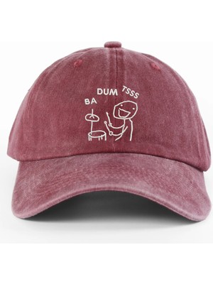 PataCute Ba Dum Tss Baterist Bordo Yıkamalı Şapka