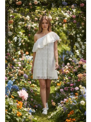 3638 Official Store Petal Kiss Tek Omuzlu Dantel Elbise S