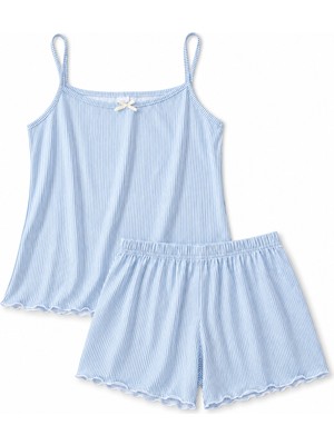 Retrobird Şortlu Pijama Takımı – Yazlık Ev Giyim Kadın Mavi