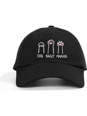 PataCute Taş Kağıt Makas Siyah Soft Baseball Şapka
