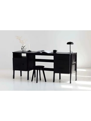 Vivense Woodesk Terra Ahşap Çalışma Masası, Siyah Renk