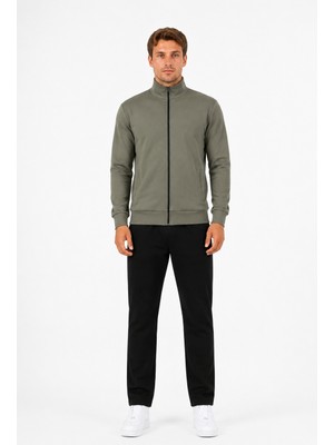 Trendhill Erkek Şardonlu Dik Yaka Eşofman Takımı HAKI-211