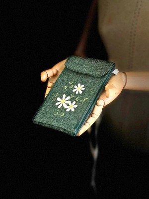 Ggart Handmade Meadov Nakış Işlemeli Keten Telefon Çantası, Telefon Kılıfı V73