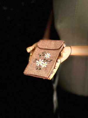 Ggart Handmade Meadov Nakış Işlemeli Keten Telefon Çantası, Telefon Kılıfı V3