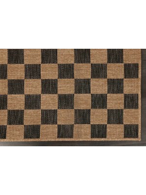 Vivense Pera Halı Kahve ve Siyah Dama Desenli Sisal Tarzı Halı FM04BL 80X300 cm