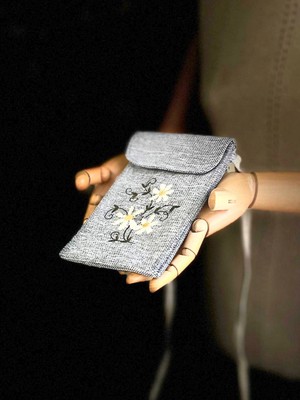 Ggart Handmade Meadov Nakış Işlemeli Keten Telefon Çantası, Telefon Kılıfı V64